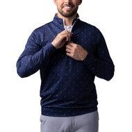 Glenmuir Wick Quarter Reißverschluss Leichtes Performance Golf Midlayer - Marine/ Weiß -Salz -Fahnen