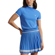 Rlx Ralph Lauren Frauen Kurzarm Mock Neck Pullover - Sommerblau