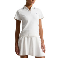 RLX Ralph Lauren 女式弹力主动缆绳拉链高尔夫 Polo 衫 - 陶瓷白/精致海军蓝多色(副本)