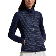 RLX Ralph Lauren Frauen coole Wollhybrid -Leistung Vollzip -Jacke - Raffinierte Marine -Polka Punkt