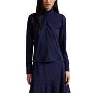 Rlx Ralph Lauren Frauen halb Zip -Interlock -Pullover - Raffinierte Marine