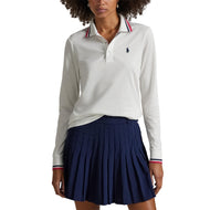 RLX Ralph Lauren Women's Tour Pique Long Sleeve Polo Shirt - Ceramic White/Currant