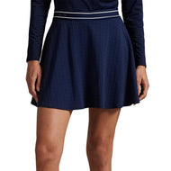 RLX Ralph Lauren Frauen aktives Kabelstrick A -Line Golf Skort - Raffinierte Marine/Keramik Weiß Multi