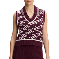 J.Lindeberg Phoebe Jacquard Knit Golfweste für Damen – Cardi Jacquard Winetasting