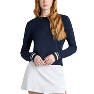 G/Fore Damen-Golfpullover aus Baumwollmischung mit Rundhalsausschnitt – Twilight