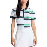 G/Fore Damen Engineered Stripe Tech Pique Golf-Poloshirt – Snow