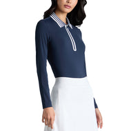 G/Vordere Seides Tech für Frauen 1/4 ZIP Langarm Golf Polo -Hemd - Twilight