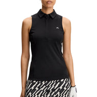 J.Lindeberg Damen Dena Ärmelloses Golf-Poloshirt – Schwarz