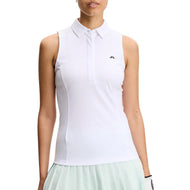 J.Lindeberg Damen Dena Ärmelloses Golf-Poloshirt – Weiß