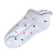 Glenmuir Damen-Golfsocken mit hohem Baumwollanteil – Weiß/Süßigkeiten und hellgraue Herzen