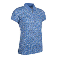 Glenmuir Frauen Amelia 1/4 Zip Performance Golf Polo -Hemd - hellblaue Blumen