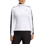 J.Lindeberg Damen Hertta Langarm-Golfpoloshirt – Weiß