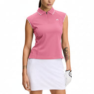 J.Lindeberg Damen Lei Ärmelloses Golf-Poloshirt – Flamingo Plume