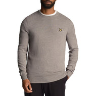 Lyle & Scott Cotton Merino Blend Crew Neck Pullover - Mid Grey Mergel