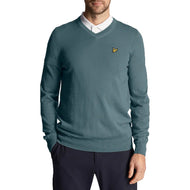 Lyle & Scott Golf Merino Mischung V Hals Pullover - Eisenblau