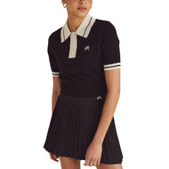 Malbon Damen Mikayla Knit Golf-Poloshirt – Schwarz