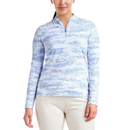 Nivo Women's Lolita UV Long Sleeve Mock Neck Golf Shirt - Gentle Blue