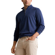 Peter Millar Albatross Baumwollmischung-Piqué-Pullover mit 1/4-Reißverschluss – Marineblau