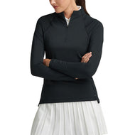Peter Millar Frauen Frauen Raglan -Ärmel Perth 1/4 MIDLAYER - Schwarz