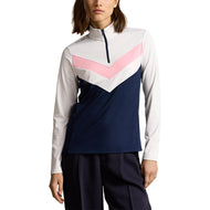 RLX Ralph Lauren Frauen Power Stretch 1/4 Zip Pull Over - Französische Marine/Weiß/Pink