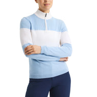 Rohnisch Kora gestrickter Golfpullover mit halbem Reißverschluss für Damen – Taubenblau