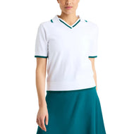 Rohnisch Damen Swing Gestricktes Golf-Poloshirt – Weiß