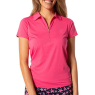 Golftini Damen Kurzärmel Zip Golf Shirt - Marine