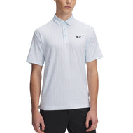 Under Armour Playoff 3.0 gedrucktes Polo -Golfhemd - Stream/Weiß