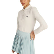 Malbon Damen Venus Langarm-Golfpoloshirt – Weiß