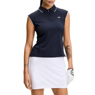 J.Lindeberg Damen Lei Ärmelloses Golf-Poloshirt – Weiß
