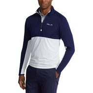 Rlx Ralph Lauren Peached Air Flow Trikot 1/4 Zip Midlayer - Pure White/ French Marine
