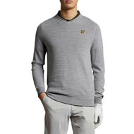 Lyle & Scott Merino Grid Textur gegen Halsspringer - Kieselble
