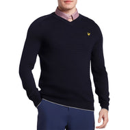Lyle & Scott Merino Grid Textur gegen Neckspringer - Marine