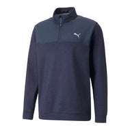 Puma CloudSpun Colourblock 1/4 Zip Golf Sweatshirt - Marine Blazer Heather