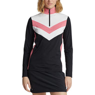 Rlx Ralph Lauren Frauen Kraftstreck 1/4 Zip Pull Over - Polo Black/Desert Rose Multi