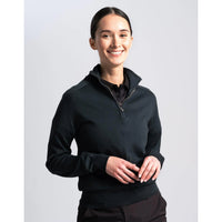 Cross Damen Greta 1/4 Reißverschlussgolf -Strick - Schwarz