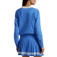 RLX Ralph Lauren Frauen Performance Polo Collor Pullover - Sommer Blau/Keramik Weiß