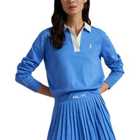 RLX Ralph Lauren Frauen Performance Polo Collor Pullover - Sommer Blau/Keramik Weiß