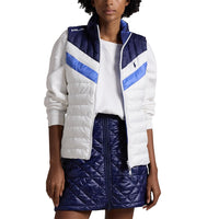 RLX Ralph Lauren Damen Reversible gesteppte Performance -Weste - Keramik weiße Muulti