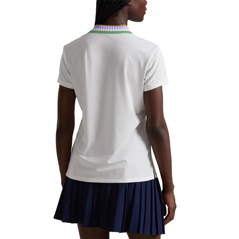 RLX Ralph Lauren Frauentour Pique Strickkrieger Polo -Golfhemd -Keramik Weiß