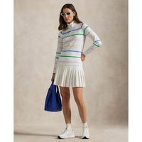 Rlx Ralph Lauren Frauen -Trikot UV Viertel Zip Golf Pullover - Keramikweiß Multi