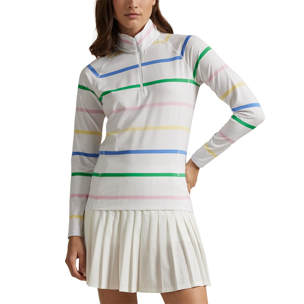 Rlx Ralph Lauren Frauen -Trikot UV Viertel Zip Golf Pullover - Keramikweiß Multi