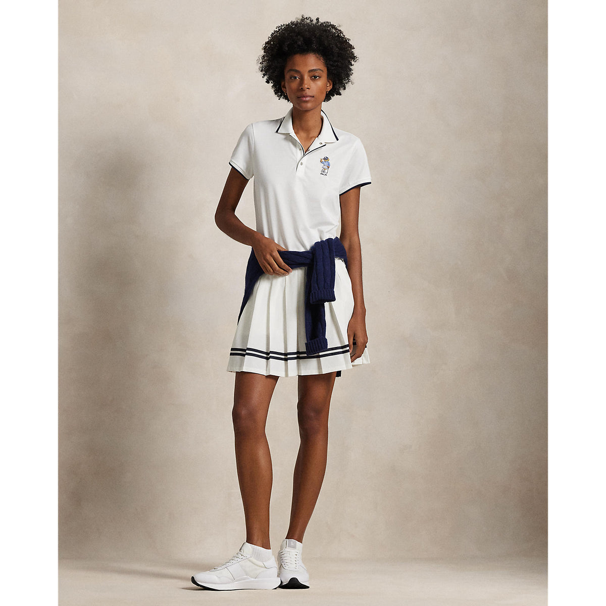 RLX Ralph Lauren 4 -Wege -Stretch -Falten -Golf -Skort - Keramik Weiß/Marine