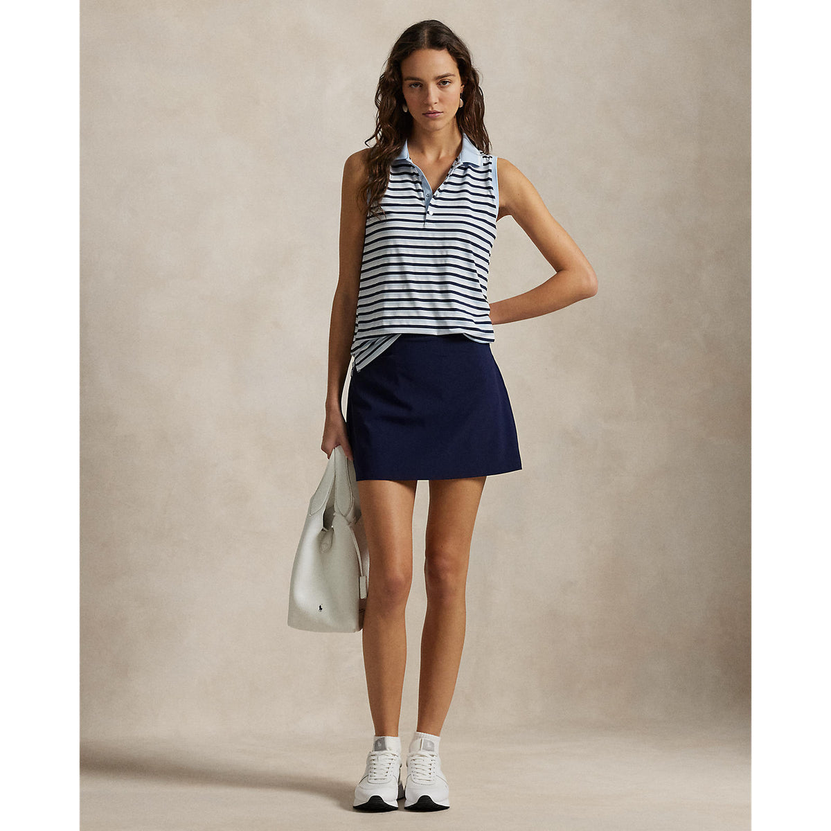 RLX Ralph Lauren Women's Printed Airflow Sleeveless Polo Shirt - Cold Spring/Navy Stripe