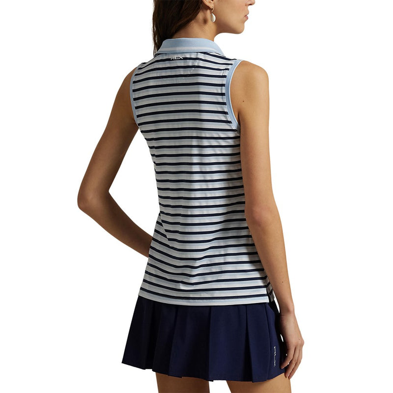RLX Ralph Lauren bedruckter Luftstrom ärmellose Polo -Hemd - kalte Frühling/Marinestreifen