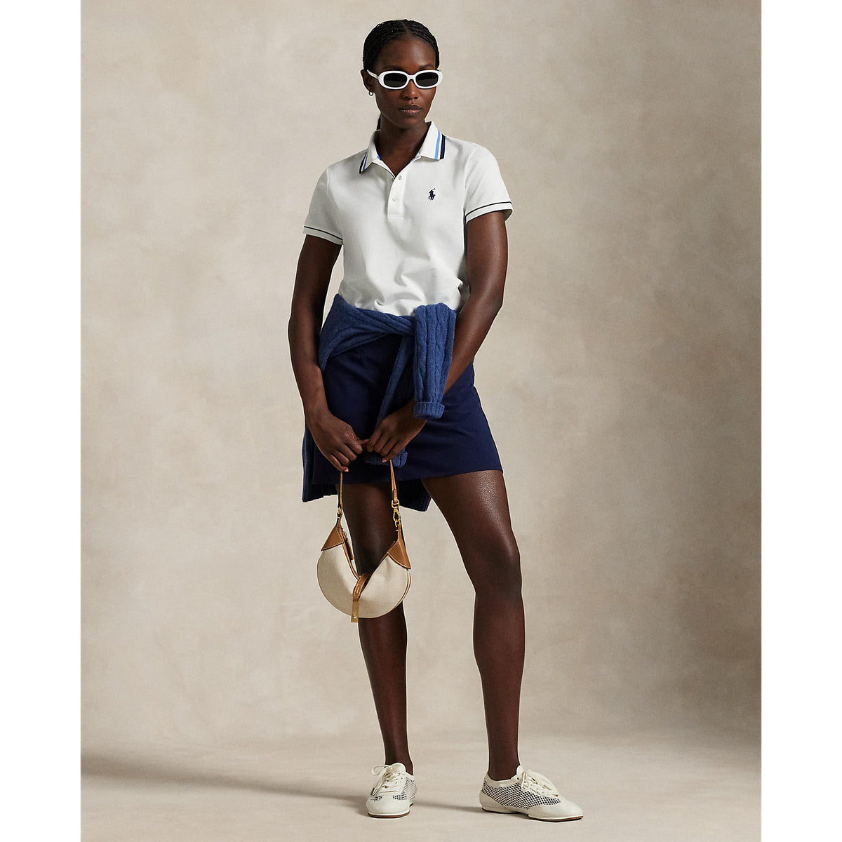 RLX Ralph Lauren Frauentour Pique Polo -Hemd - Weiß/Marine/Blau