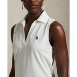 Rlx Ralph Lauren Tour Pique V -Ausschnitt ärmelloses Poloshirt - Keramik weiß