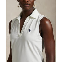 Rlx Ralph Lauren Tour Pique V -Ausschnitt ärmelloses Poloshirt - Keramik weiß