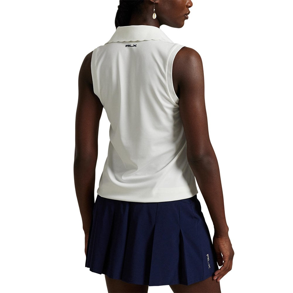 Rlx Ralph Lauren Tour Pique V -Ausschnitt ärmelloses Poloshirt - Keramik weiß