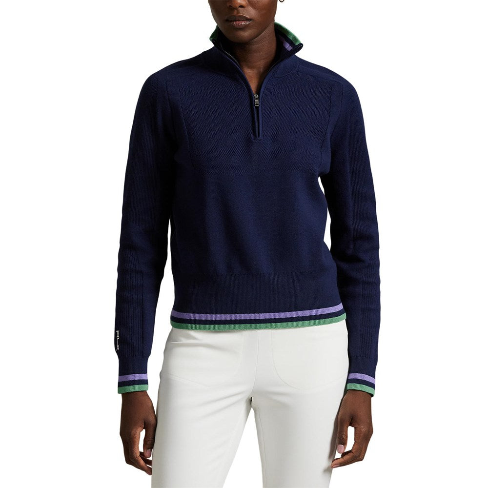 RLX Ralph Lauren Women's Coolmax Wool 1/4 Zip Pullover - Refinded Navy